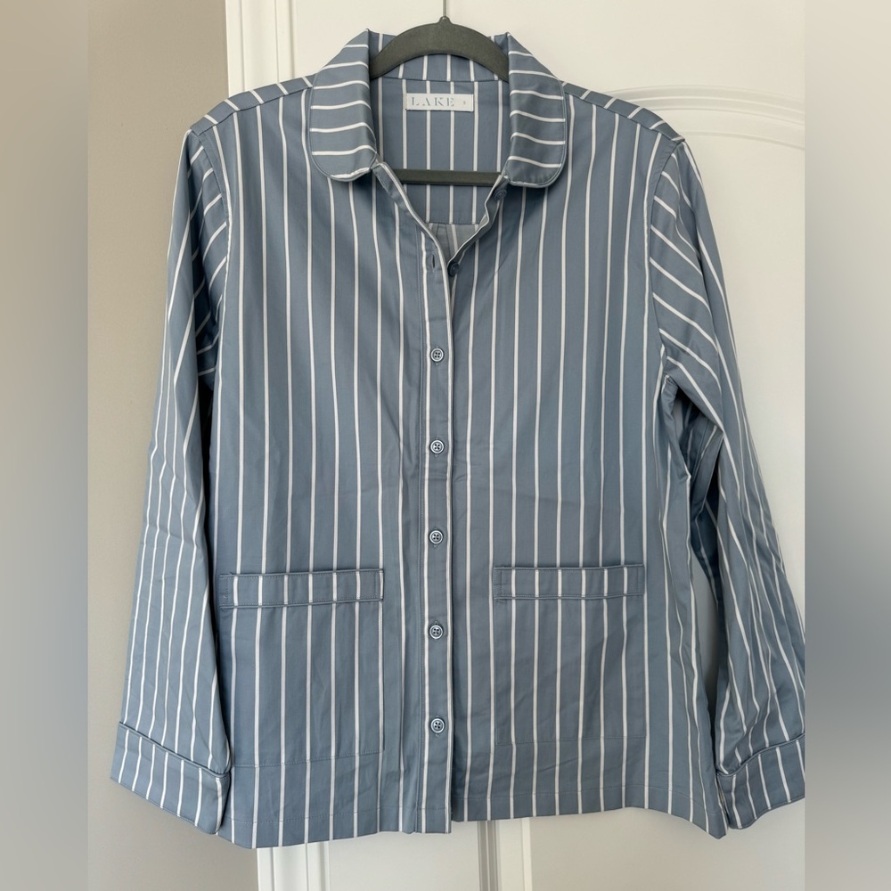 LAKE Pajamas Poplin Striped Long-Sleeve Pant Set